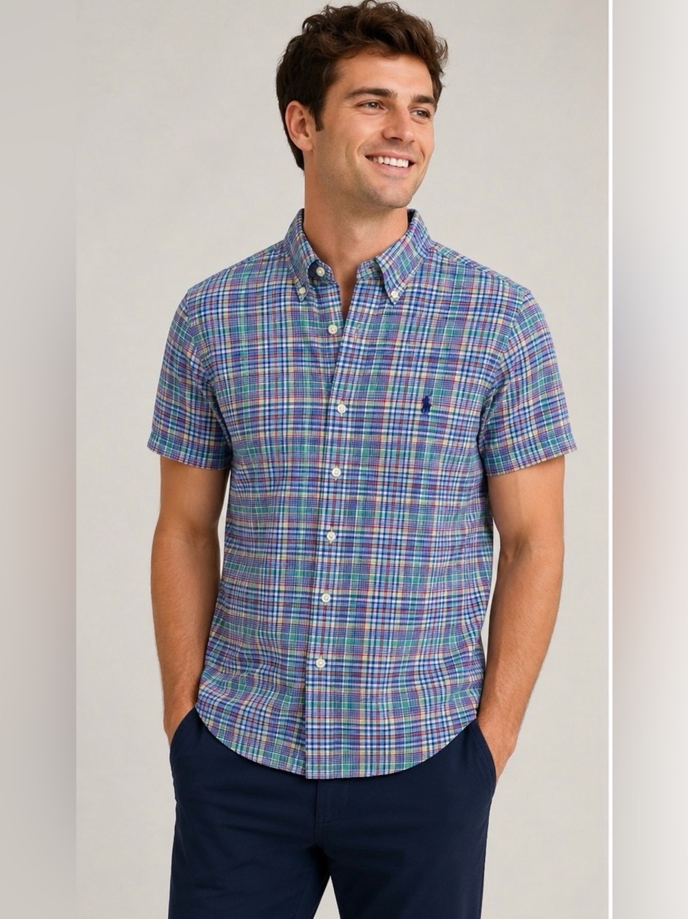 NWOT Polo Ralph Lauren Short Sleeve Multi-color Plaid Button-Down Shirt - Small